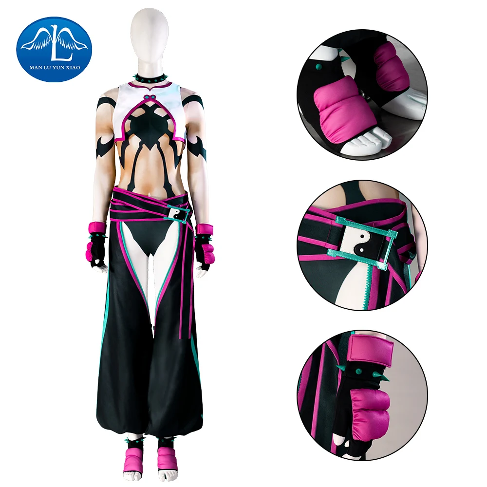 

Game Street6 Cosplay Custome Girls Jumpsuit With Vest Fighter Juri Cosplay Halloween Party Anime Uniform Custome For Women