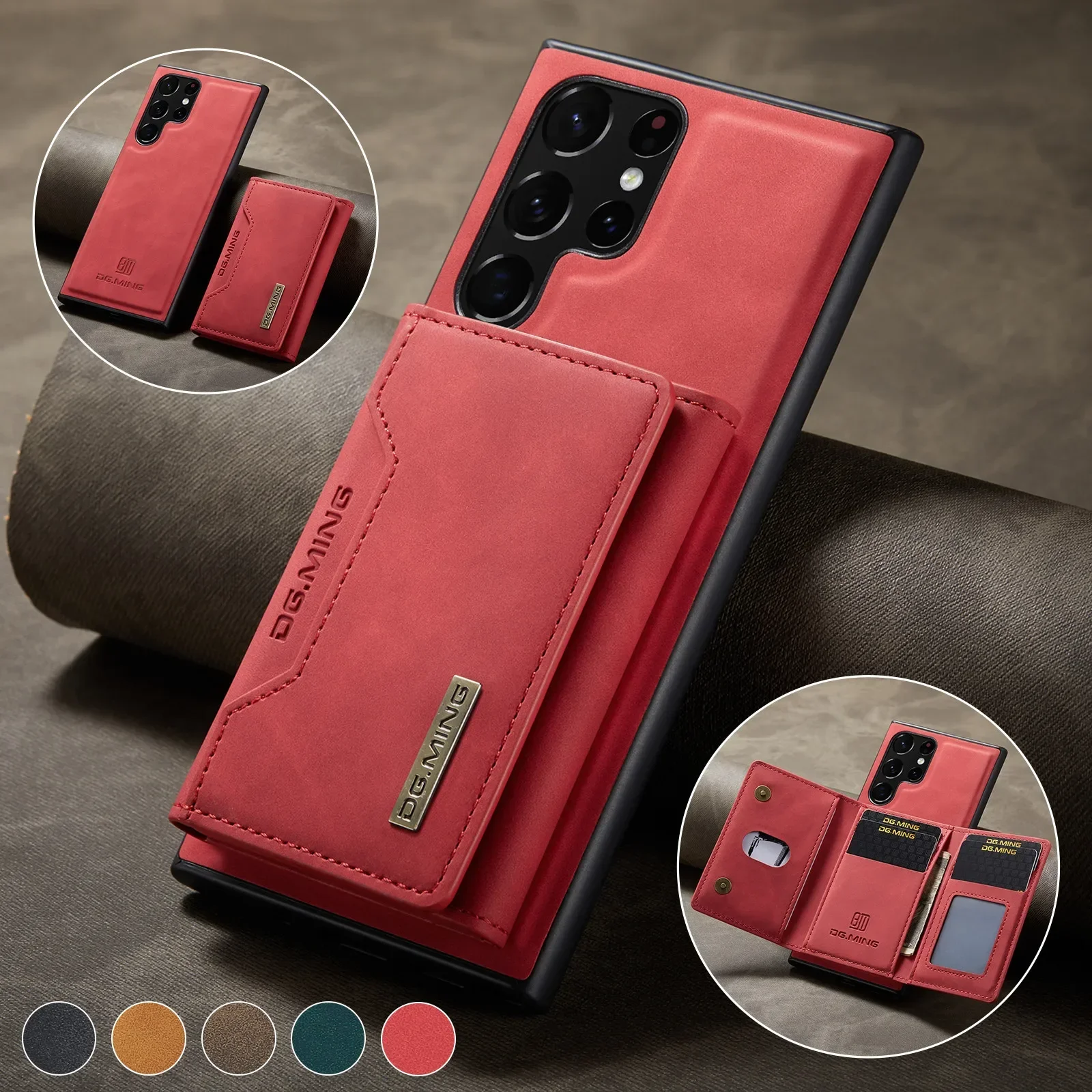 

Съемная задняя крышка 2 в 1, кошелек для Samsung Galaxy S23 FE S24 S22 Ultra Plus с держателем для карт, магнитные кожаные чехлы для телефонов