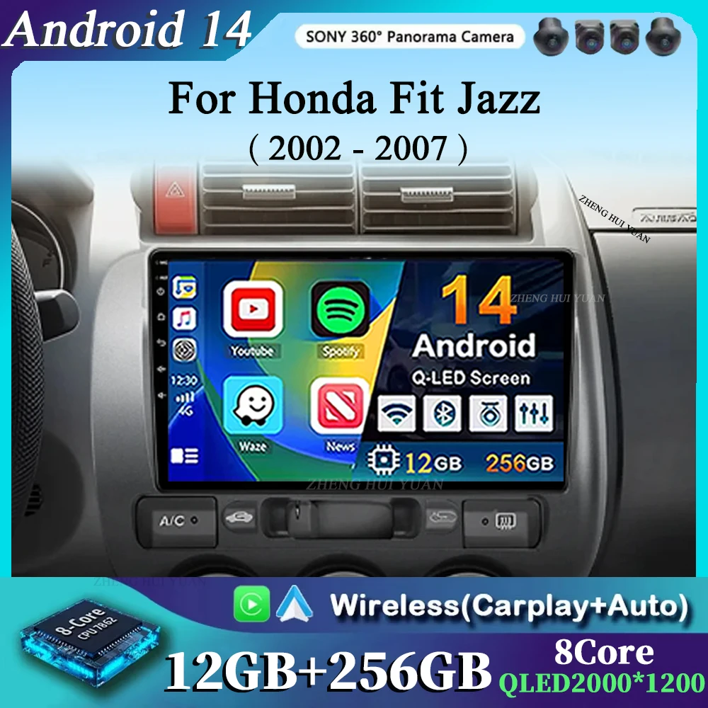 Android 14 Autoradio für Honda Fit Jazz 2002–2007 Autoradio Multimedia Navigation Android Auto