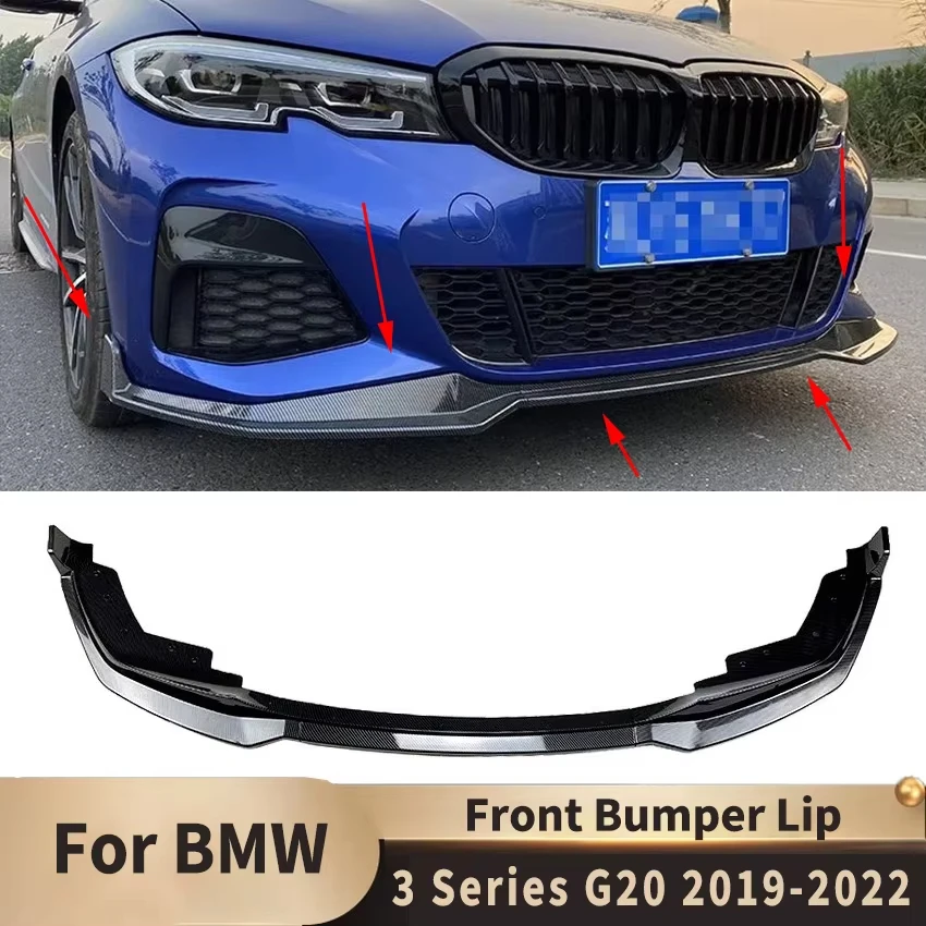 For BMW 3 Series G20 Body Kit 320i 330i Tuning 2019-2022 M Pack MP Style Front Bumper Splitter Lip Spoiler Diffuser Guard Cover