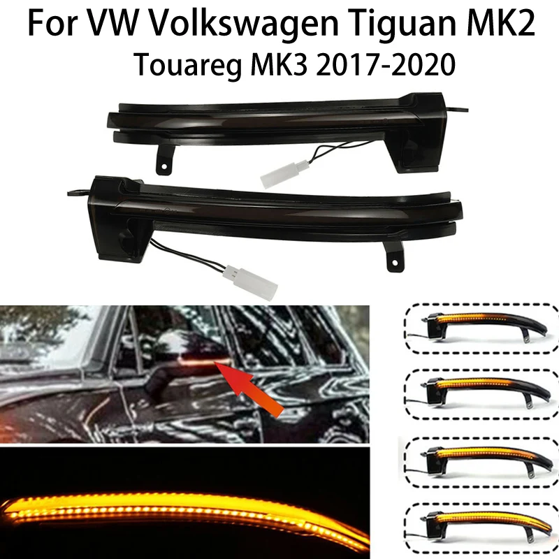 For VW Volkswagen Tiguan MK2 Touareg MK3 2017 2018 2019 2020 Car LED Dynamic Turn Signal Mirror Flasher Blinker Light