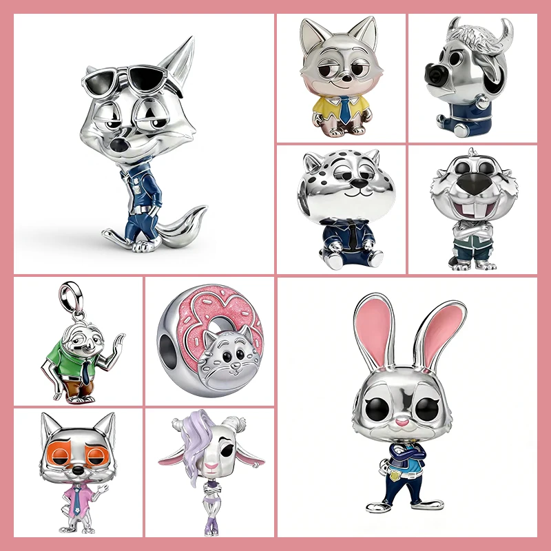 Abalorios originales de la serie Zootopia, abalorios de Gazelle, Nick, Judy, Nibbles Maplestick, compatibles con pulseras colgantes, joyería para mujer