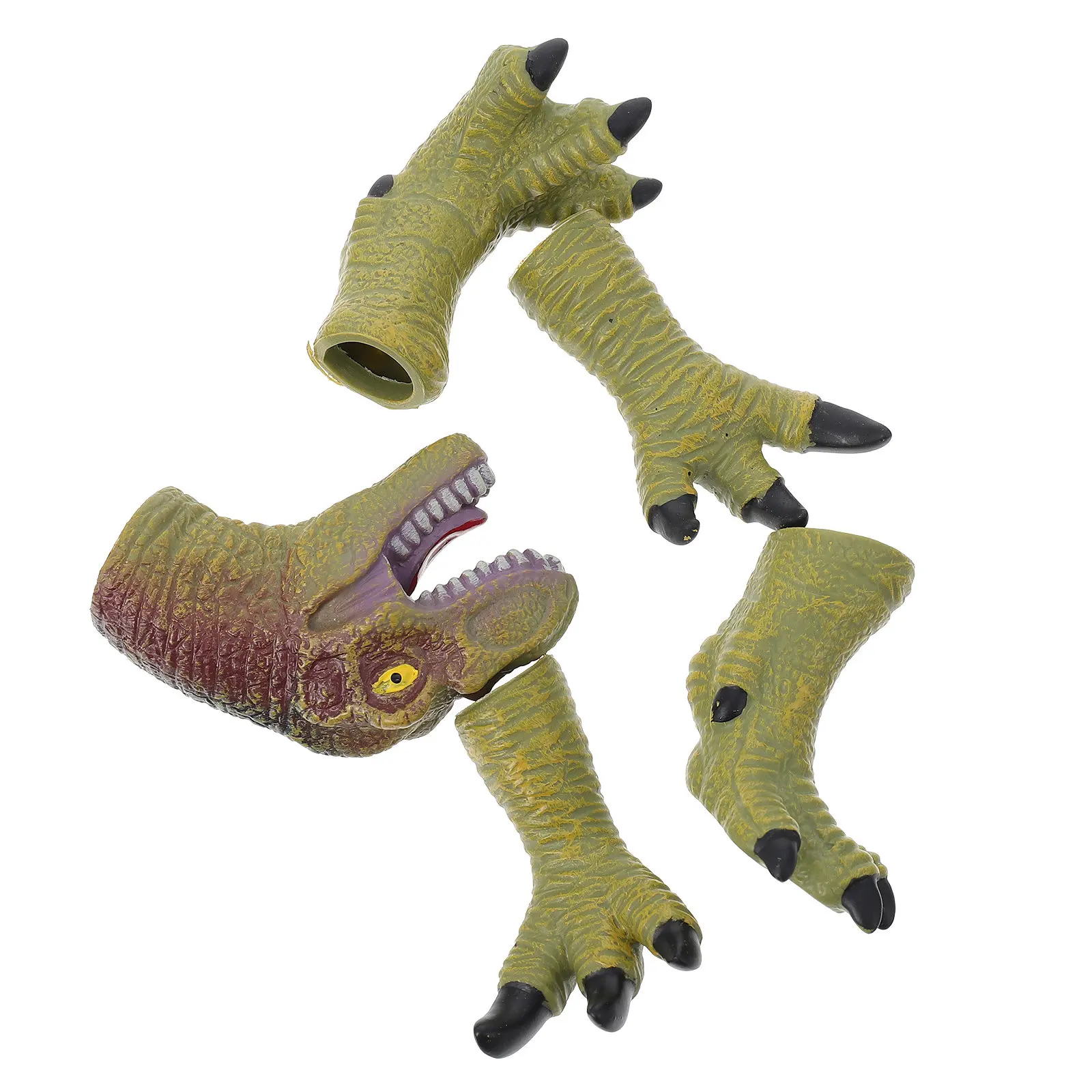 1Set Dinosaurs Hand Puppet Comfortable Vinyl Gloves for Imaginative Play Party Props Animal Puppets for Boys Girls Entertainment