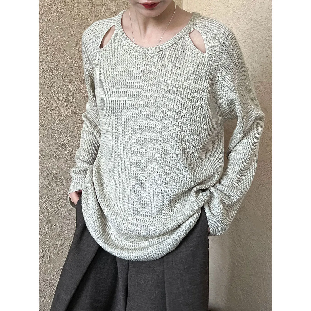 

Women Clothes Gentle Style Design Sense Crewneck Knitwear 2024 Autumn New Girls Solid Color Elegant Sweater Fashion Blouse