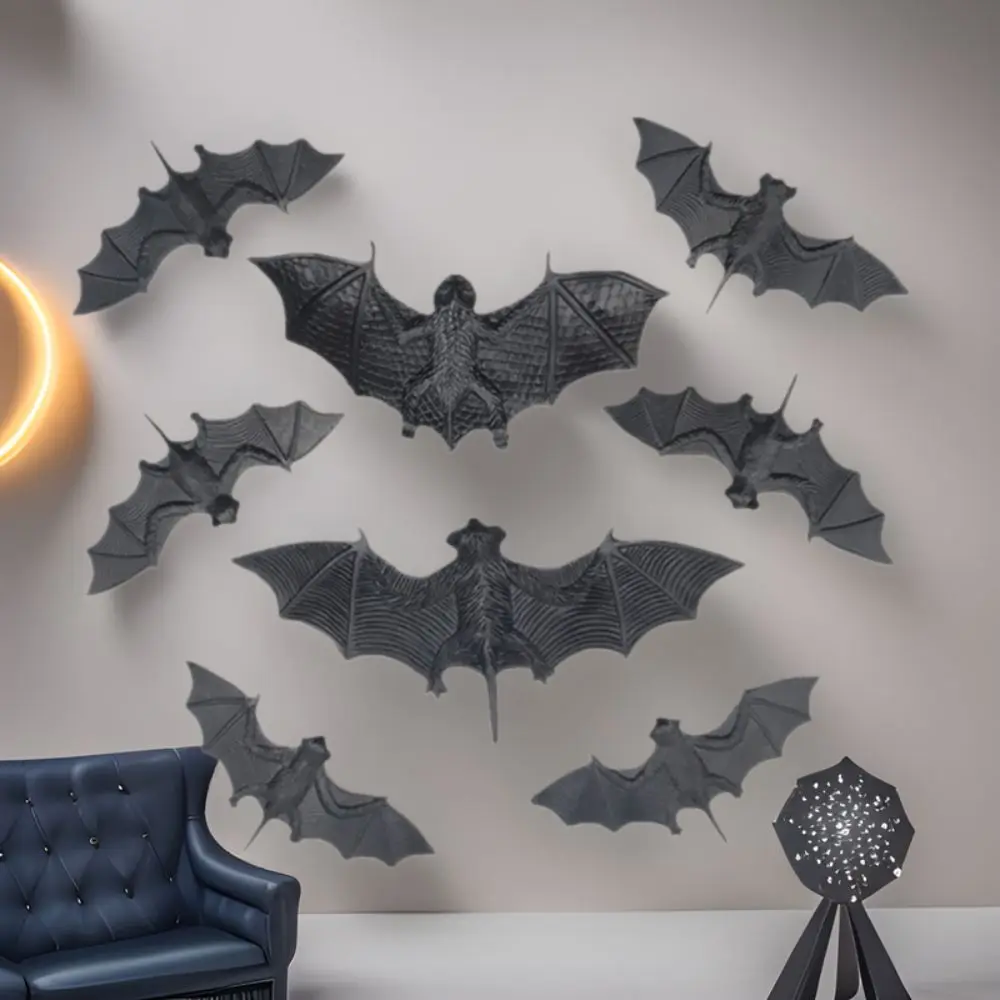 100PCS New Plastic Plastic Fake Bat Black Noctilucent DIY Decoration Luminous Bat Haunted House Prop Novelty Toy Halloween