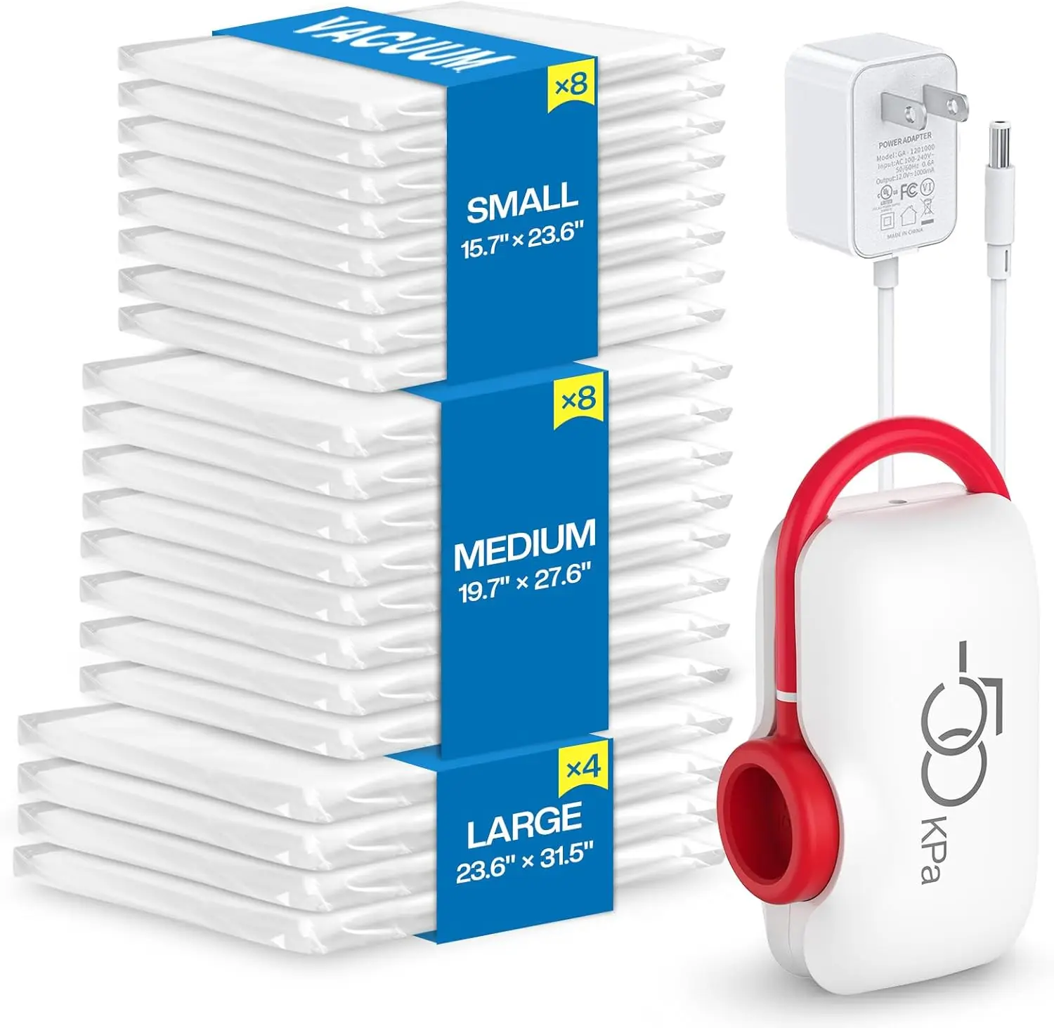 

20 Pack Vacuum Storage Bags with Electric Pump - Space-Saving Compression for Travel & Luggage