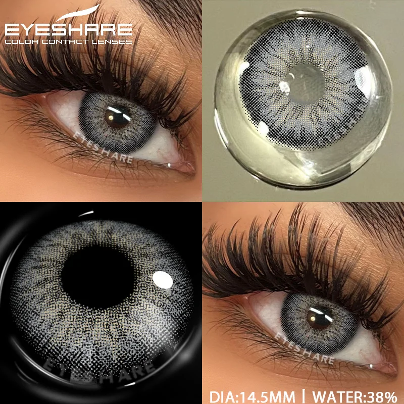 EYESHARE 1pair Natural Colored Contact Lenses Gray Color Contacts for Eyes Fashion Blue Eyes Contact Yearly Color Eye Contacts