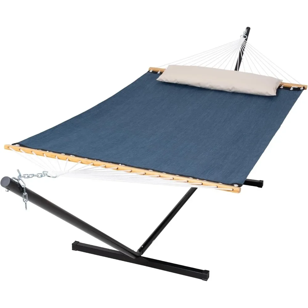 Hammocks for Outside with Stand, Quick Dry Two Person Hammock with Head Pillow, 450 lbs Capacity, Navy