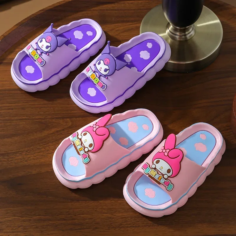 Sanrio Hello Kitty Slippers Anime Cartoon Children's Kawaii Kuromi Cinnamoroll My Melody Non-slip Soft Sole Baby Home Slippers