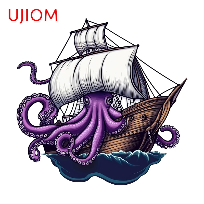 UJIOM Octopus Vintage Wall Stickers Attractive Cartoon Aquaflask Luggage Decals Sunscreen Kids Bedroom Wallpapers Decoration