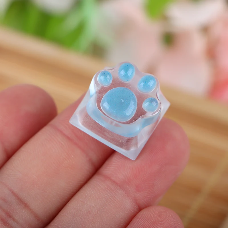 1Pc Colorful Transparent Cat Claw Pad Resin Keycap Game Mechanical Keyboard Keycap Transparent Keycap Button Cap