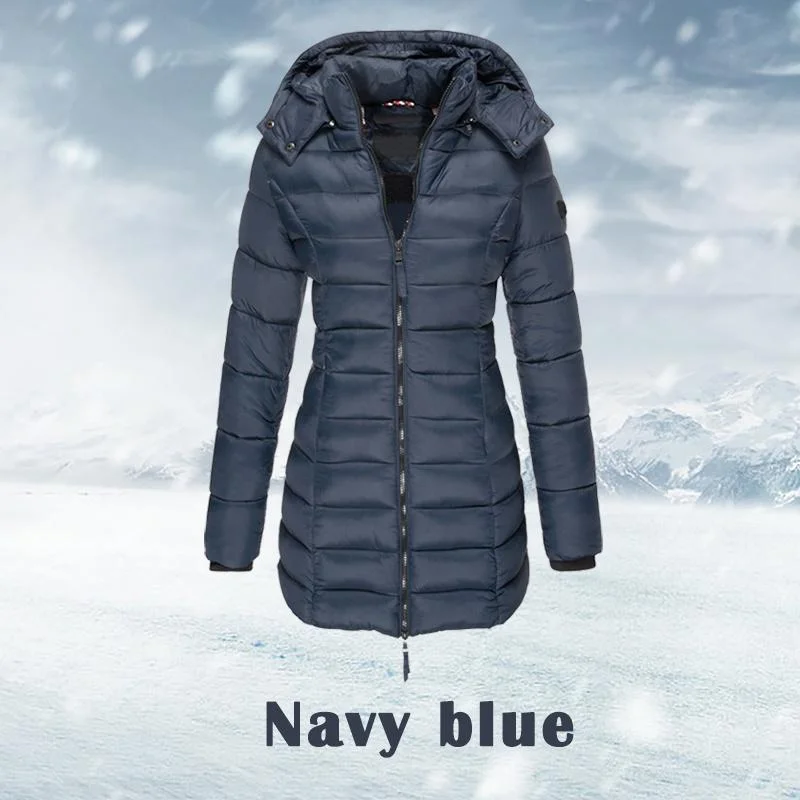 Custom Autumn Winter Fashion Women\'s Zipper  Cotton Jacket Outwear Casual Thick Long Coat Lightweight Down Jacket Puffer Coat