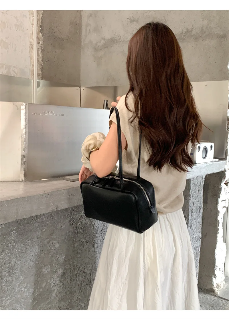 Wildleder Boston Tasche Baguette Tasche Handtasche Schultertasche Damen Vintage Kissen Unterarmtasche für den Alltag – Detail 12