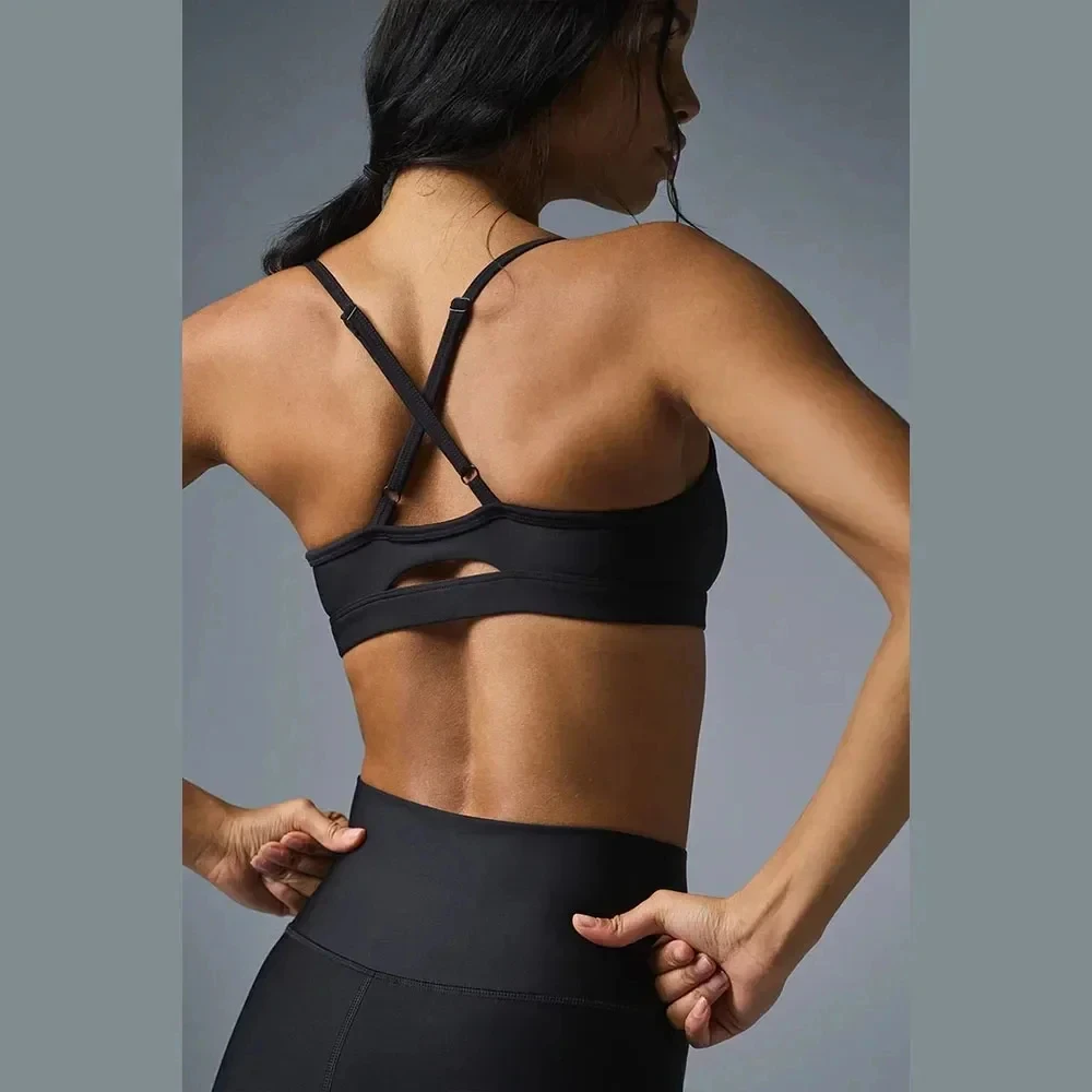 Soutien-gorge de sport sexy Goddess Airlift Intrigue, ensemble de yoga, sangle initiée réglable, haut élastique serré, taille haute, jambes de levage d'air, 7/8