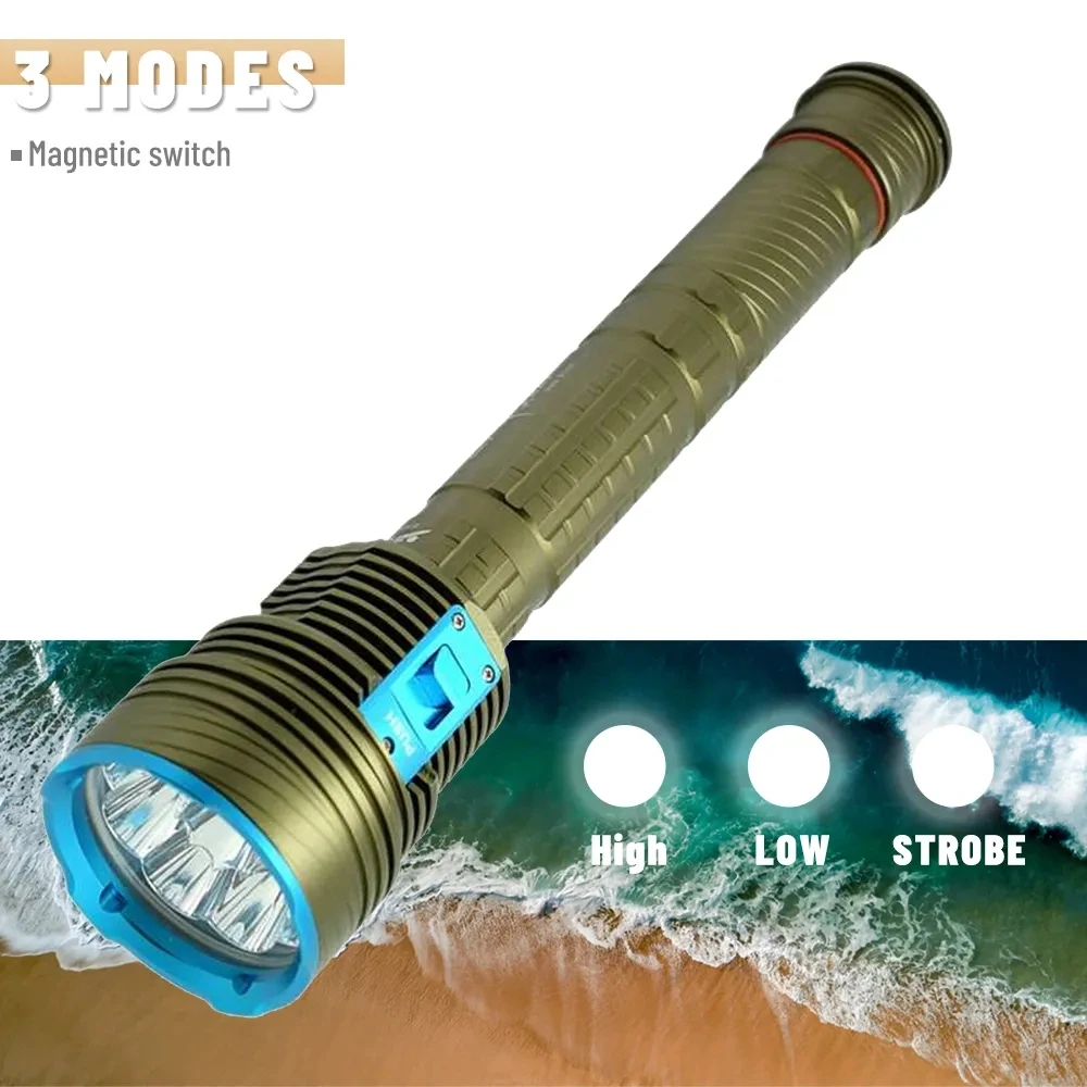 Ultra Bright 9x L2 Under Water Lantern Diving Flashlight Spearfishing Lamp  IPX8 Tactics Dive Torch For Hunting 26650 battery