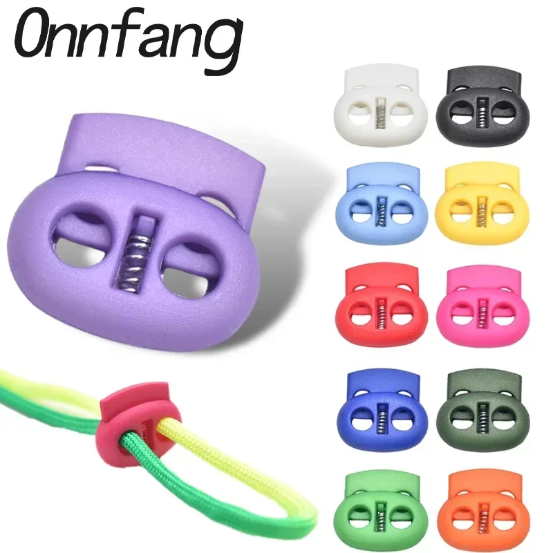 6pcs Plastic Cord Locks for Drawstrings Double Hole Spring Stopper  Colorful For Paracord Shoelace Rope DIY Accessories