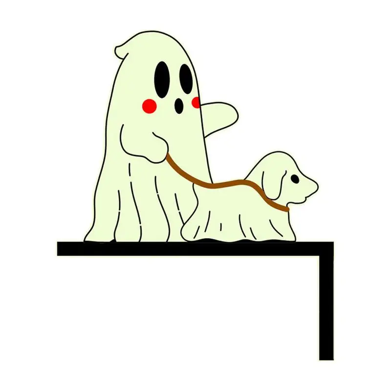 Halloween Door Corner Decor Back Adhesive Ghost Dog Walker Design Stickers For Door Toppers Multifunctional Glow In The Dark