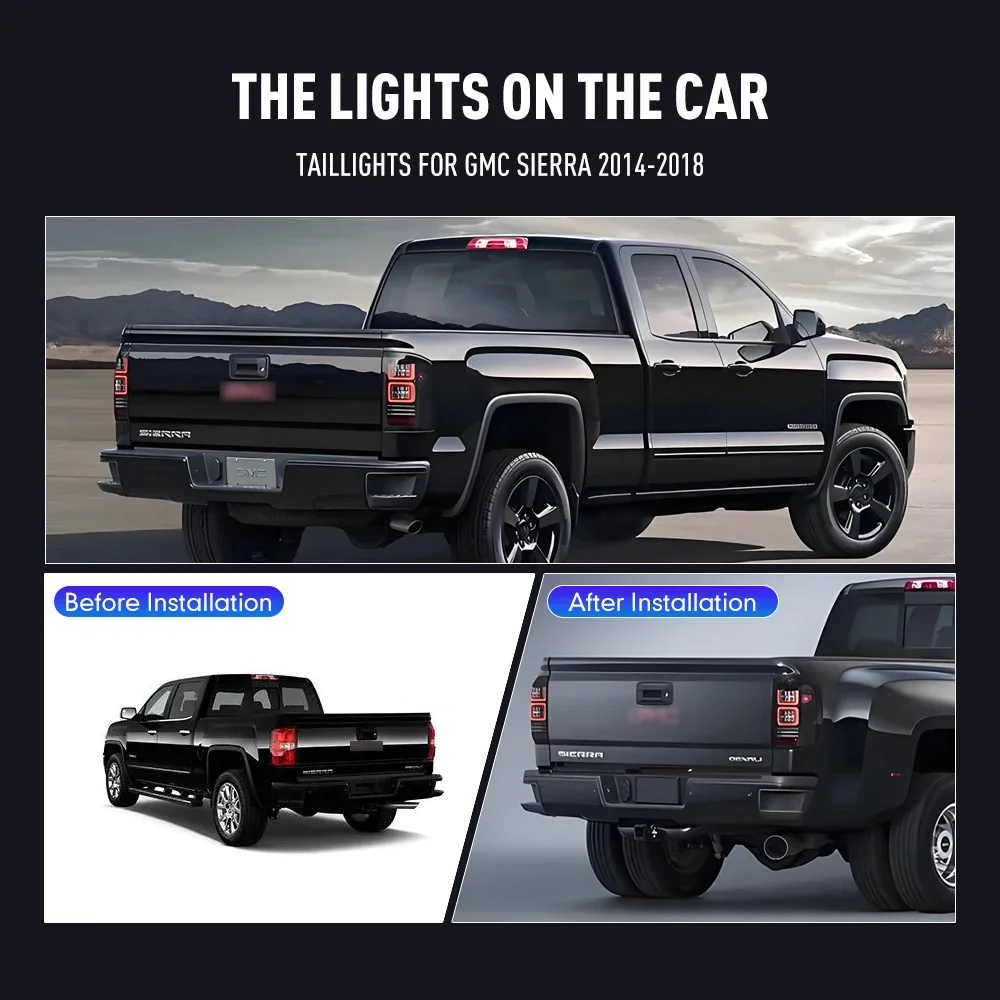 

1 Set LED Tail Lights for GMC Sierra 2014-2018 Taillights Rear Lights with Brake Reversing Driving Fog Lamp Turn Signal Lamp