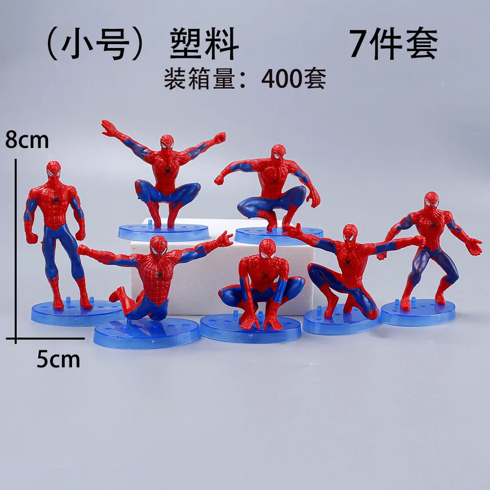 7pcs/set Disney Cartoon Spiderman Plastic Model Collection Ornaments Kids Birthday Xmas Gift Cake Decoration Toy Tide Play