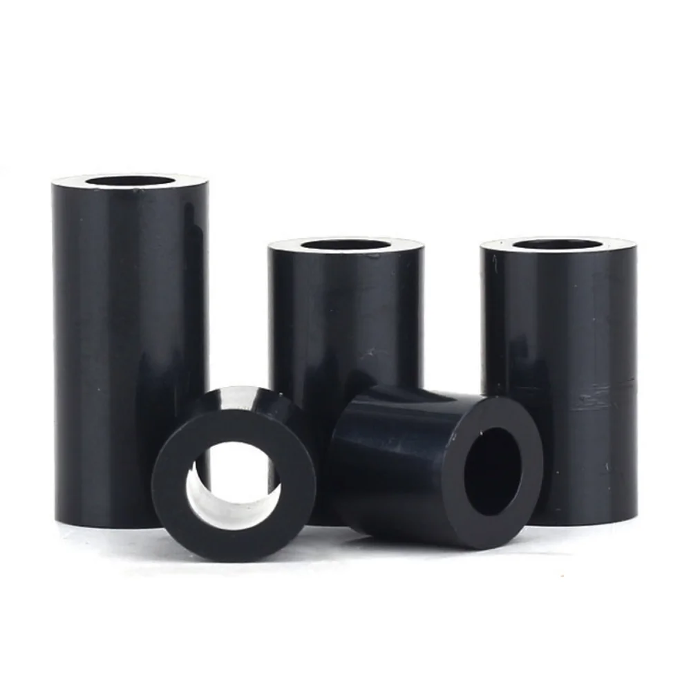 10/ 20/ 30/ 60pcs M3 M4 M5 M6 M8 M10 Black ABS Non-Threaded Hollowed Nylon Spacer Round Hollow Standoff Washer PCB Board Screw