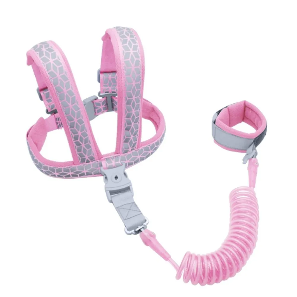 Reflective Child Anti Lost Wrist Link 2m 2in1 Kids Loss Prevention Belt Harness&Bracelet with Spring Rope