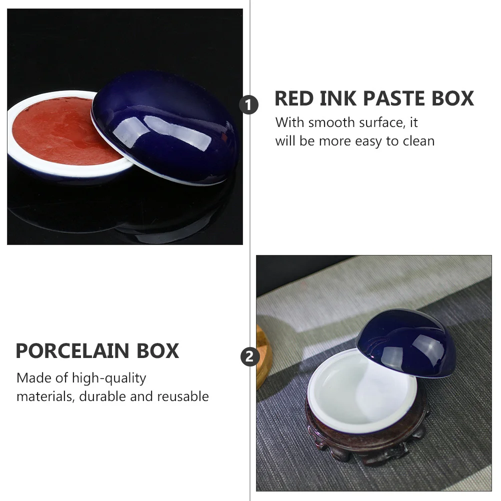 Porcelain Inkpad Box Chinese Inkpad Storage Box Creative Unique Design Smooth Surface Easy to Clean Portable Lightweight