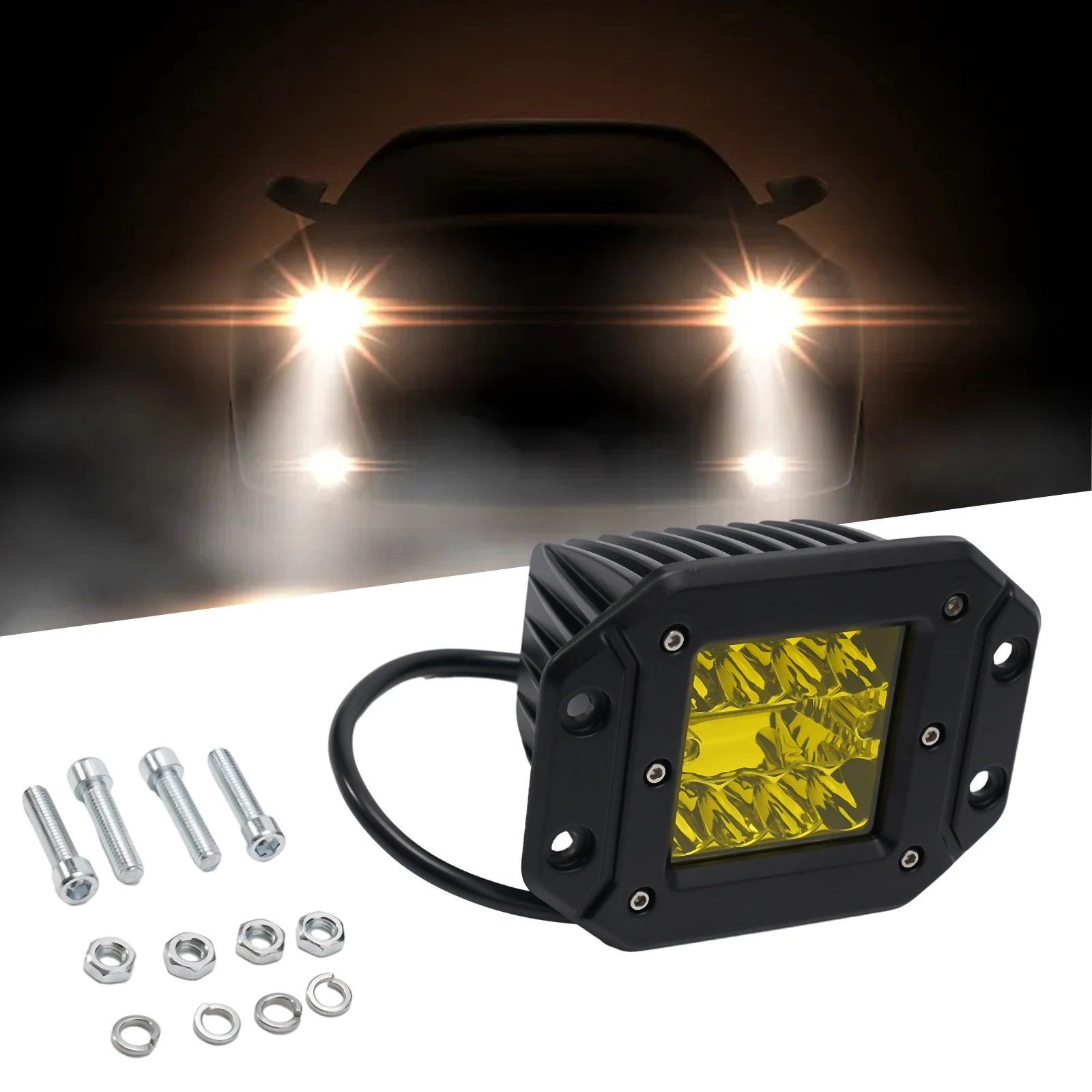 Work Light Off Road Bumper Roll Bar Work Lamp Car Front Bumper Auxiliary Light Aluminum LED DC9-30V 3030 6pcs LED 16W 1600LM