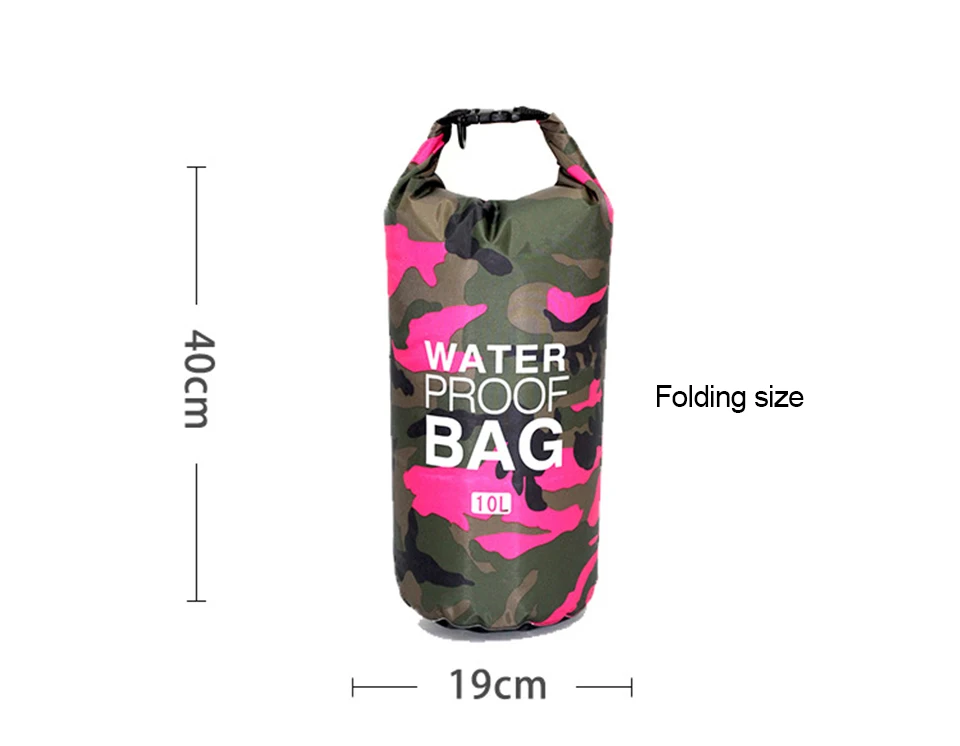 2/5/10/15/30L Outdoor Camouflage Wasserdichte Trockentaschen Tragbare Rafting Tauchen Trockentasche Sack PVC Schwimmtaschen für Flusstrekking – Detail 6