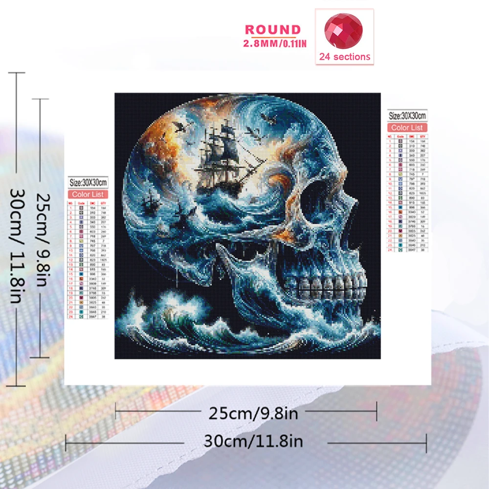 Momoart Diamond Painting Skeleton Abstract DIY Picture Rhinestones Mosaic Ship Landscape New Arrival Embroidery Decor for Home