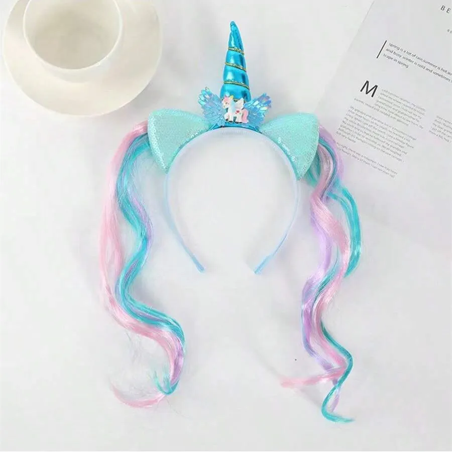 Unicorn Birthday Girl Headband Baby Shower Party Cute Kids Hair Hoop Hairbands Accessories Unicorn Birthday Party Decor Headwear