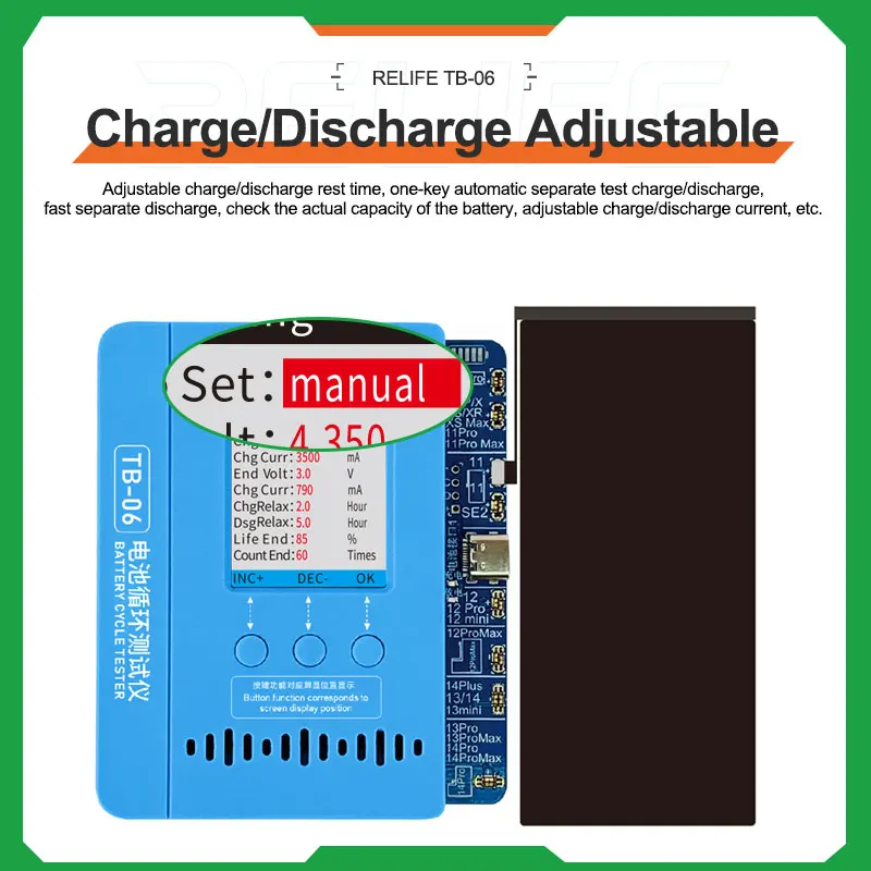RELIFE TB-05/TB-06 installazione dello strumento di riparazione del cavo della batteria-free e Boot-free adatta a vari modelli per IPhone IP8G-14PM