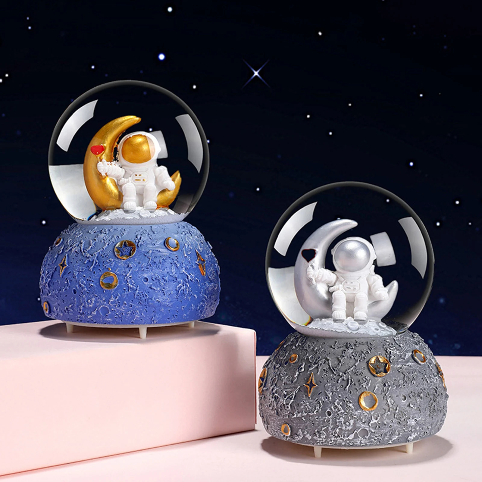 Astronaut Snowflake Crystal Ball Music Box Musical for Birthday Boys