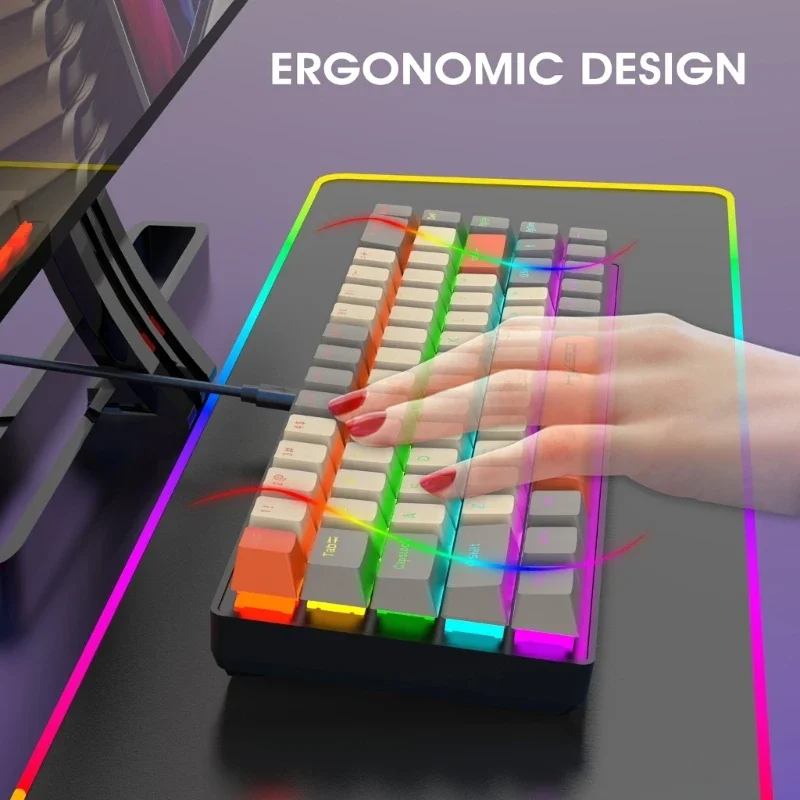 

Gaming Keyboard Full Size RGB Backlits Quiet Computer Keyboard Multimedias Corded Keyboard for PC Office 896C