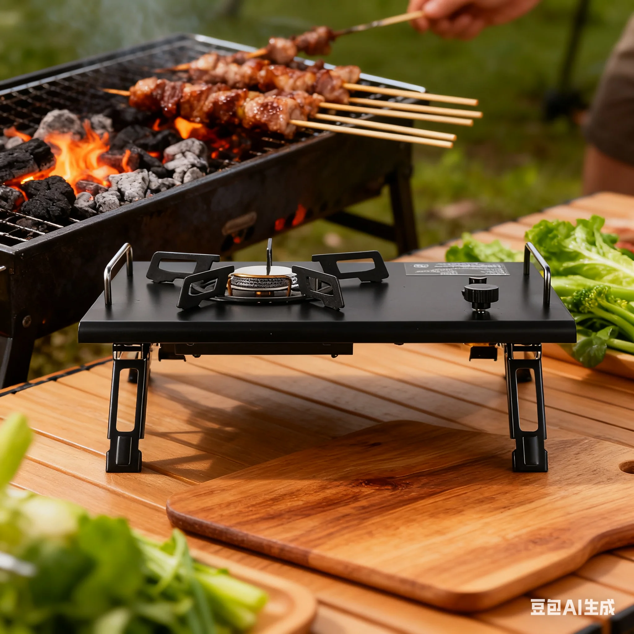 

Уличная складная портативная газовая плита, настольная плита для кемпинга, настольная горелка для пикника, посуда для барбекю, аксессуары для кемпинга