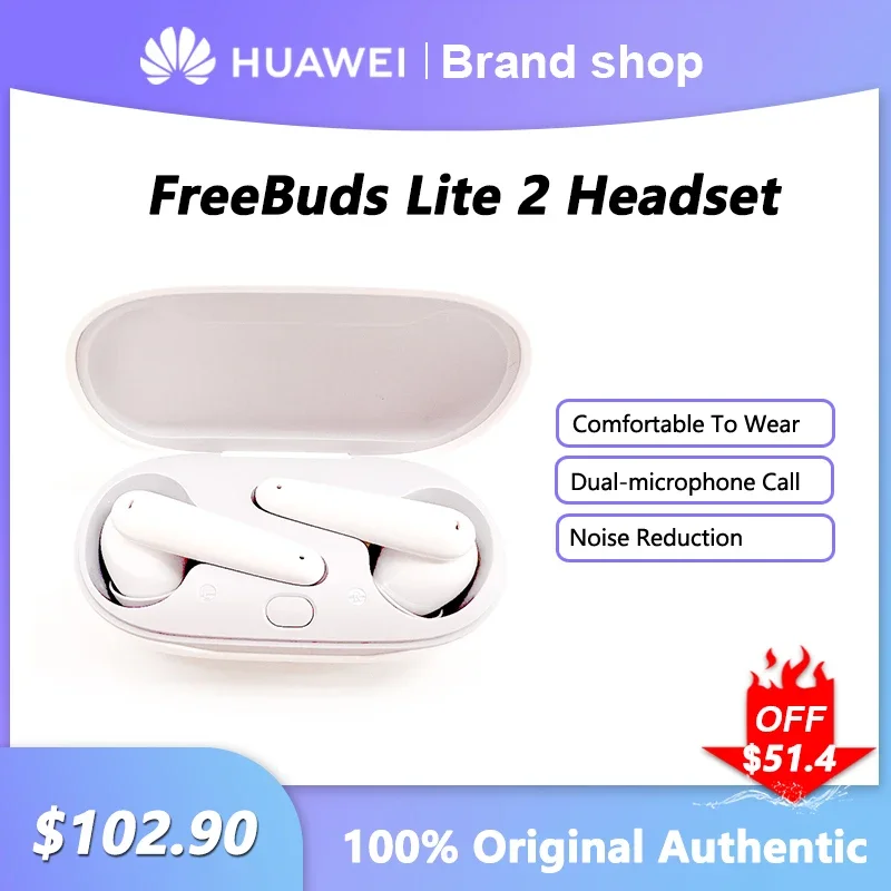 

Оригинальная беспроводная Bluetooth-гарнитура FreeBuds Lite 2, наушники с шумоподавлением, сенсорное управление, музыкальные спортивные наушники для смартфонов