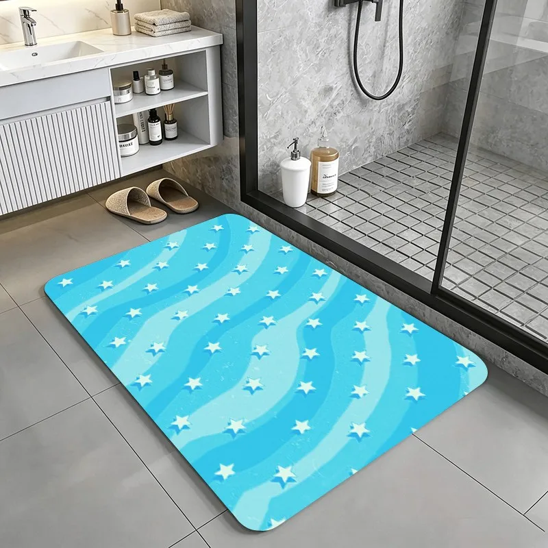 1 Piece Plush Carpet, Soft Comfortable, All Seasons, lightweight Easy to Care, Light Blue Wave Star Pattern, Home Decor, Living Room, Bedroom, Entryway Decor, Room Decor, Winter, Autumn
