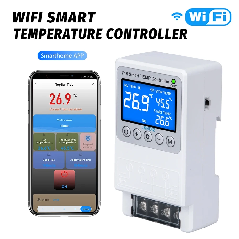 Imagem -02 - Smart Wifi Controlador de Temperatura Termostato Constante Controle de Cronometragem Interruptor Controle de Ciclo Múltipla Opção de Cabeça de Sensor