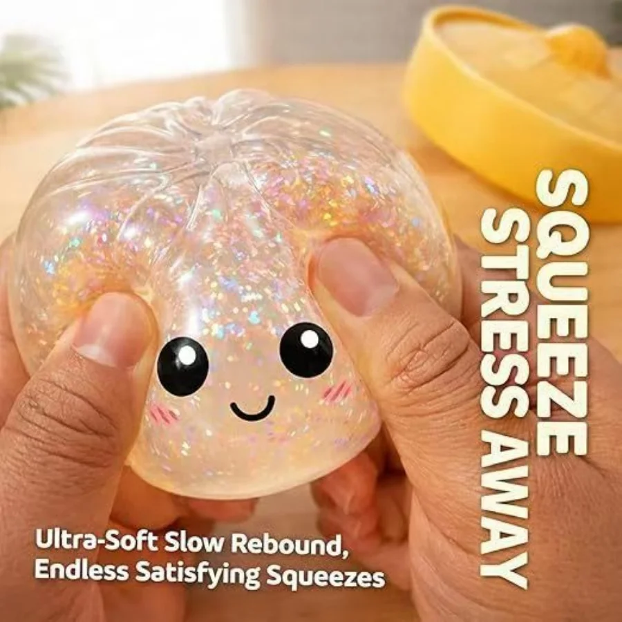 Happy face stress-relieving squeeze toy, slow rebound, soft and pliable realistic small steamed bun model, party gift