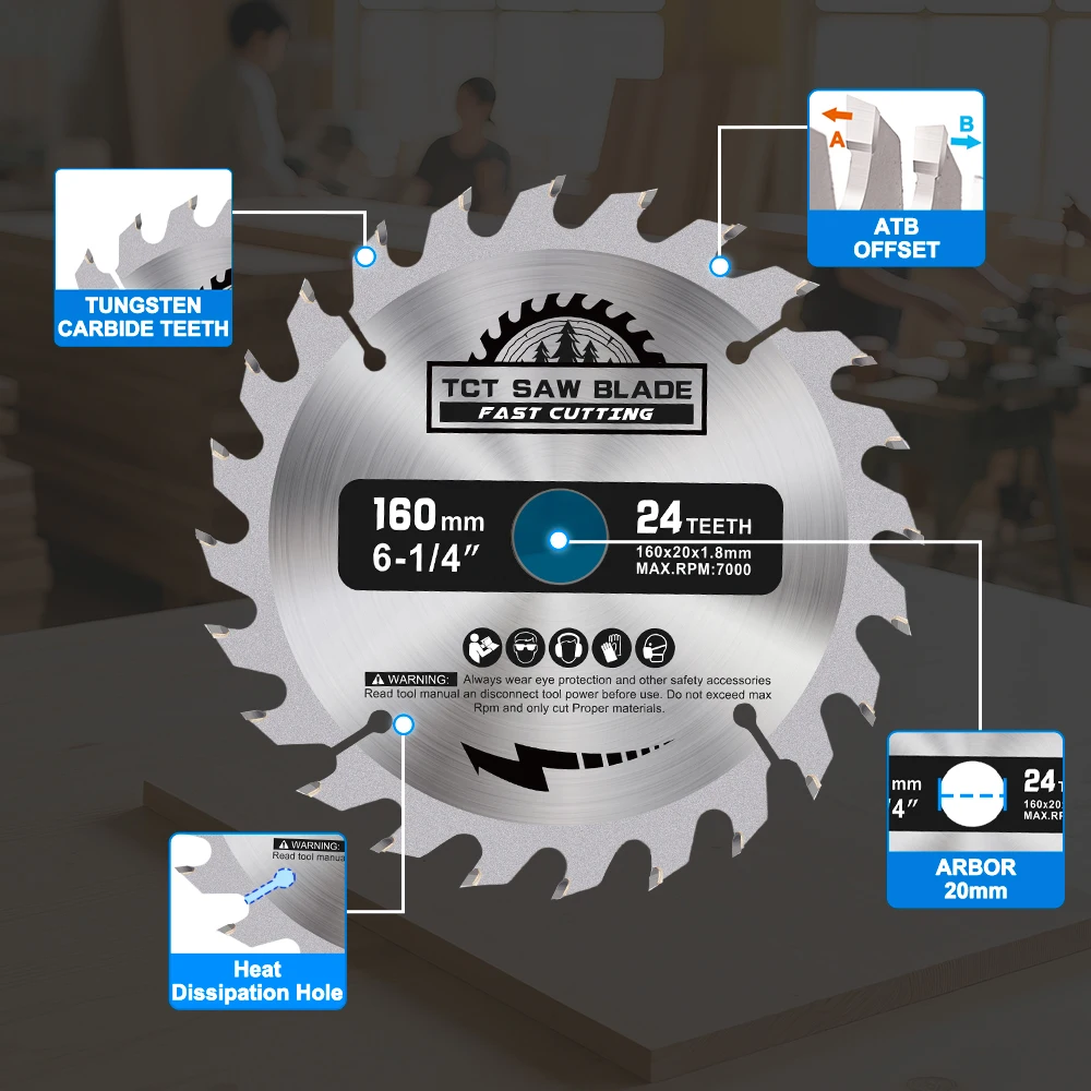 

HAMPTON 1PC TCT Cutting Dics 160mm Circular Saw Blade For Wood Plastic Acrylic Cutting Carbide Tipped Wood Saw Blade