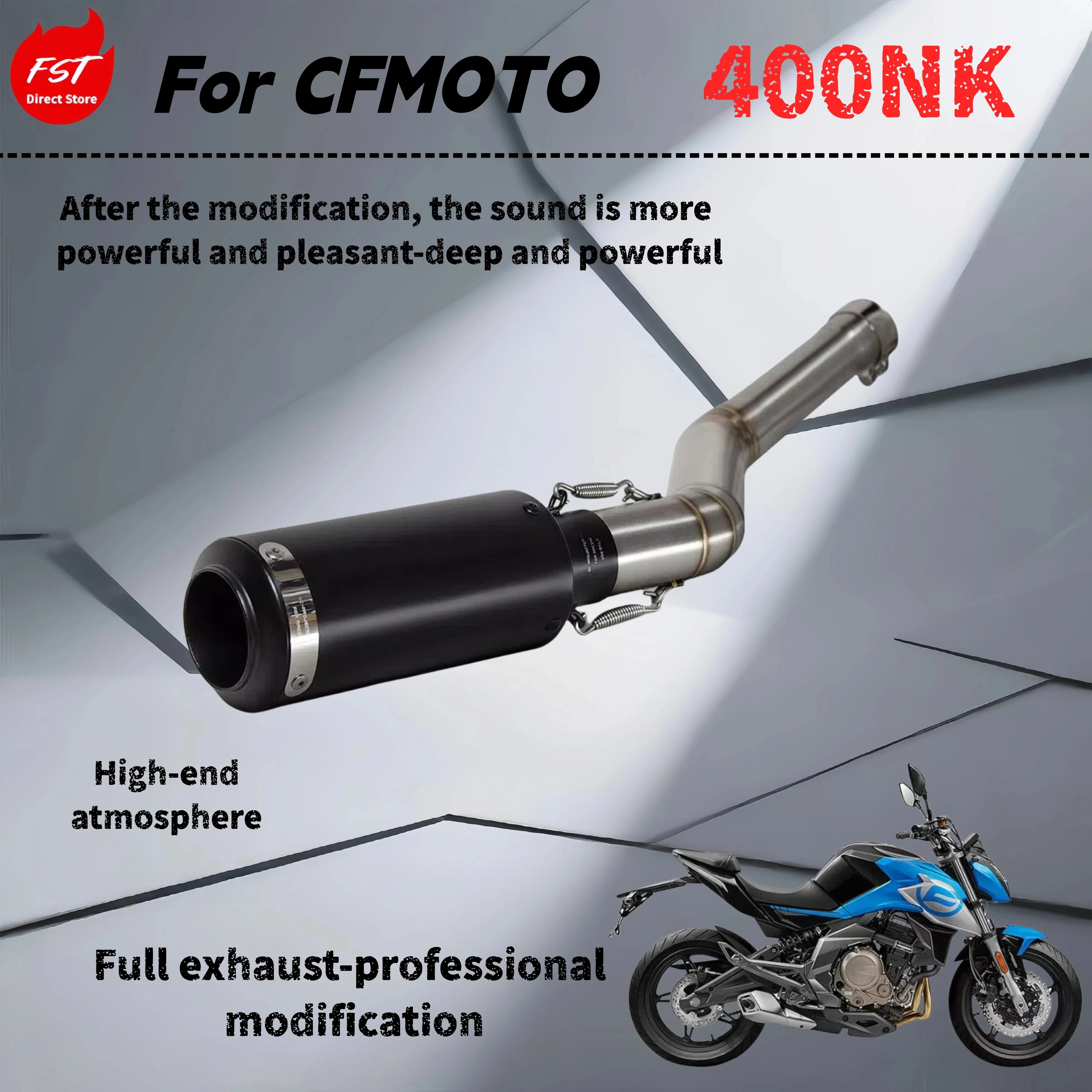 

For CFMOTO 450NK 650NK - Modified mid-section exhaust pipe - deep, rich and powerful sound
