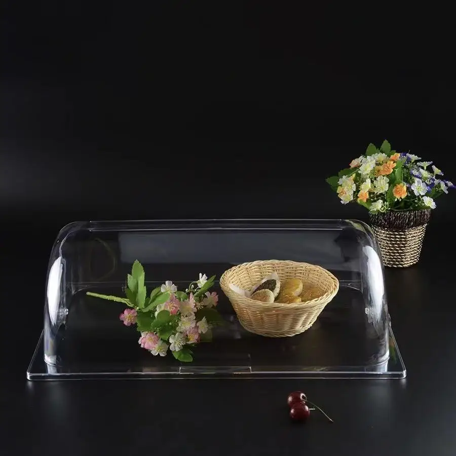 

Portable transparent flip-top food-grade PC Plastic rectangular tray lid, storage lid, biscuit cake dust cover lid