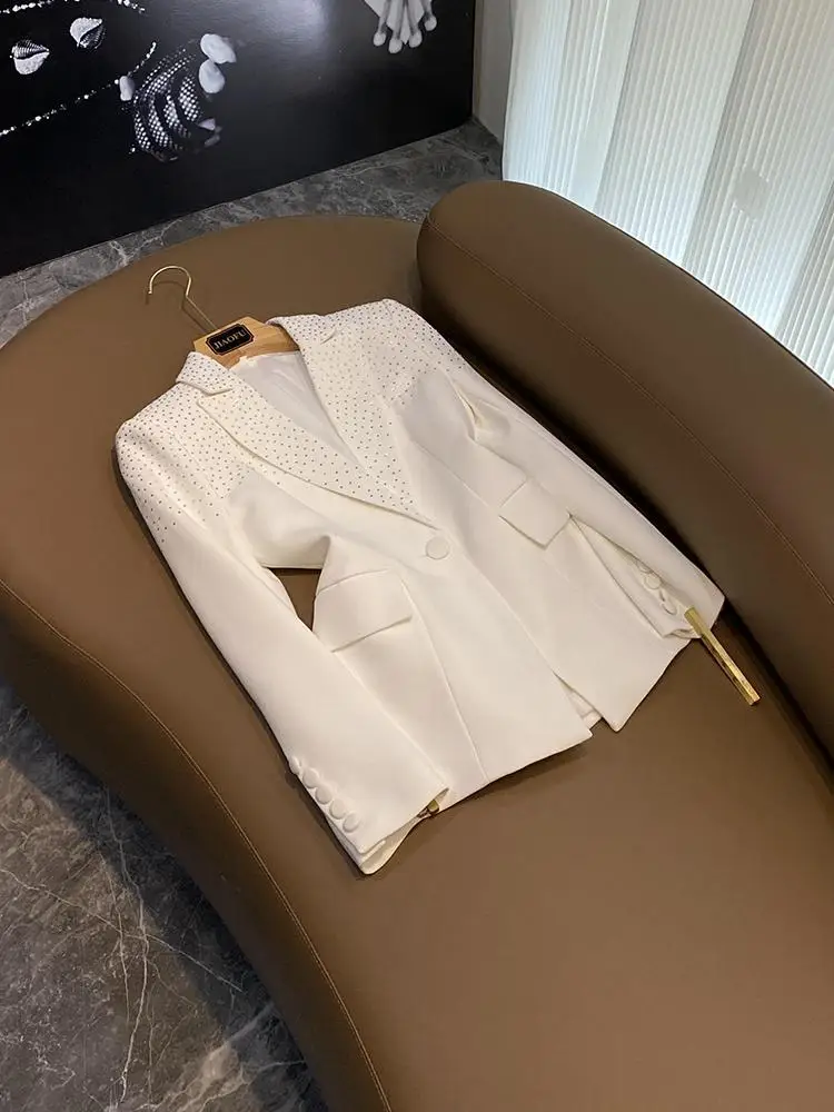 2025 Novo Celebri Faionable Terno Slim Fit com Um Botão Jaet Saia Conjunto Star Lady Commute Sle Long Sve Color
