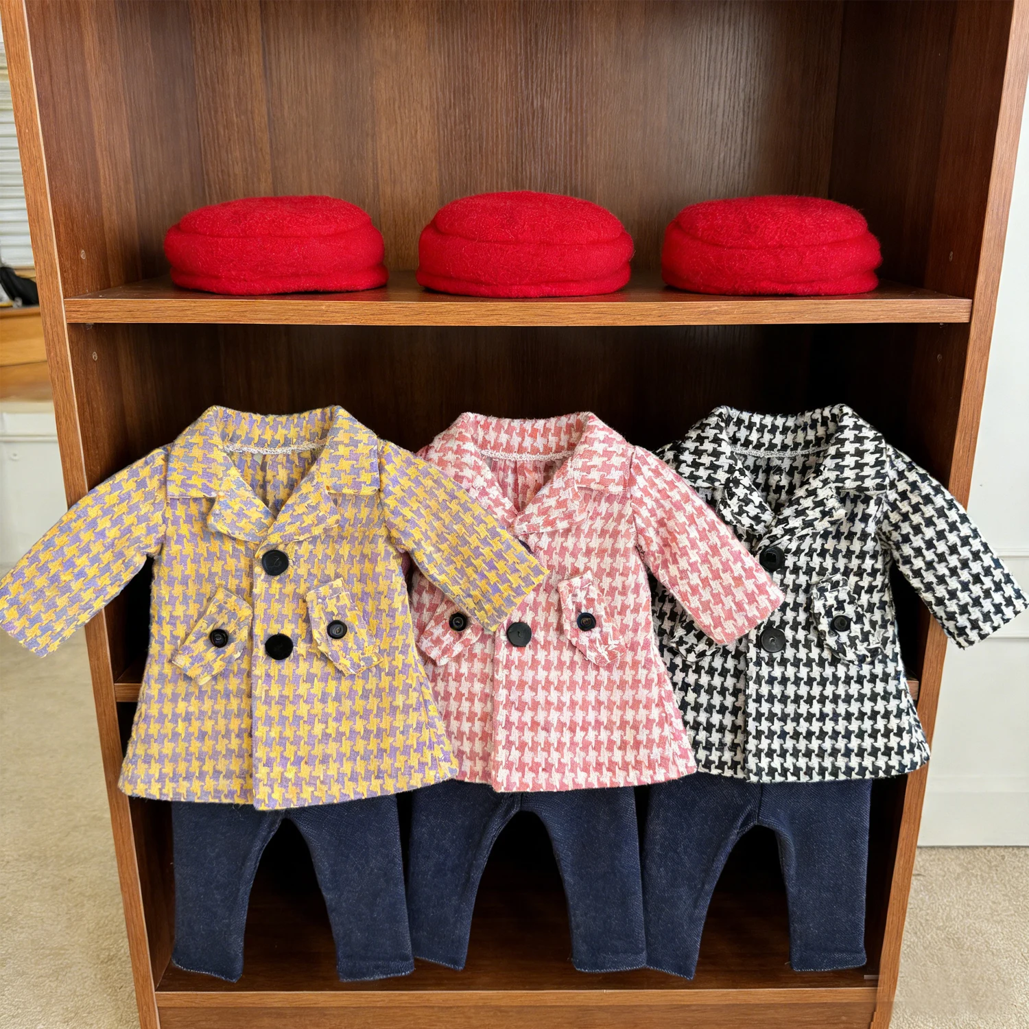 

Winter Warm Doll Clothes Outfit For American 18 Inch Girl& 43Cm Baby New Born Doll Shoes Grid Coat Suit For Generation Toy Girl