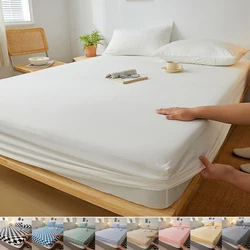 1pc Fitted Sheet with Elastic Bands Non Slip Adjustable Mattress Cover for Double King Queen Bed