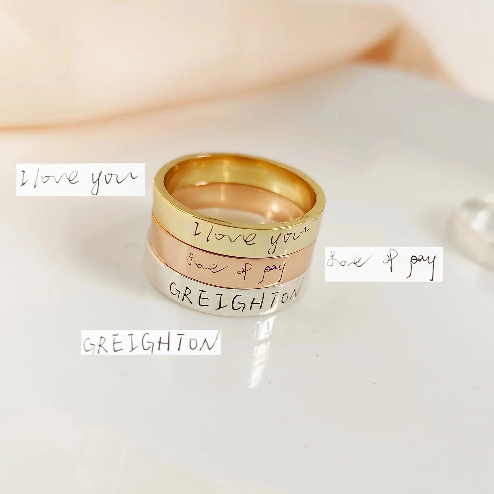 

Personalized Handwriting Ring Custom Name Ring Personalized Mother's Day Gift Engraved Ring Signature Ring Memorial Jewelry