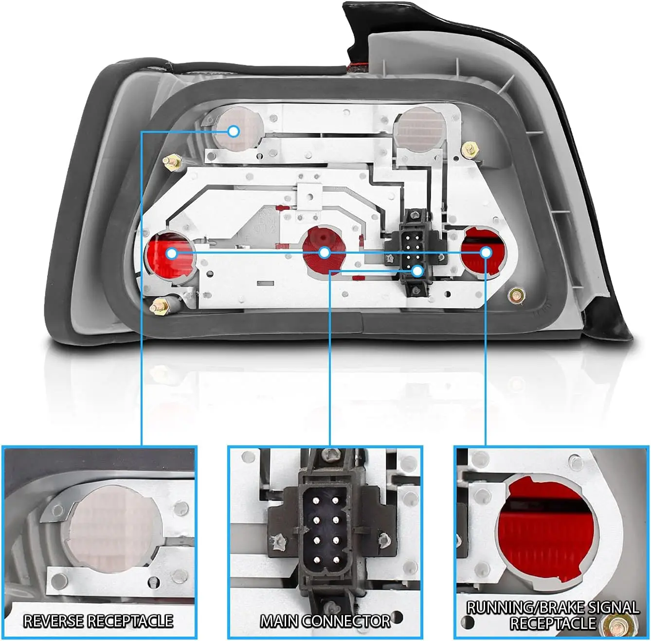 Sulinso 4 Door Taillights Red/Clear for BMW 3 Series E46 - Passenger and Driver Side