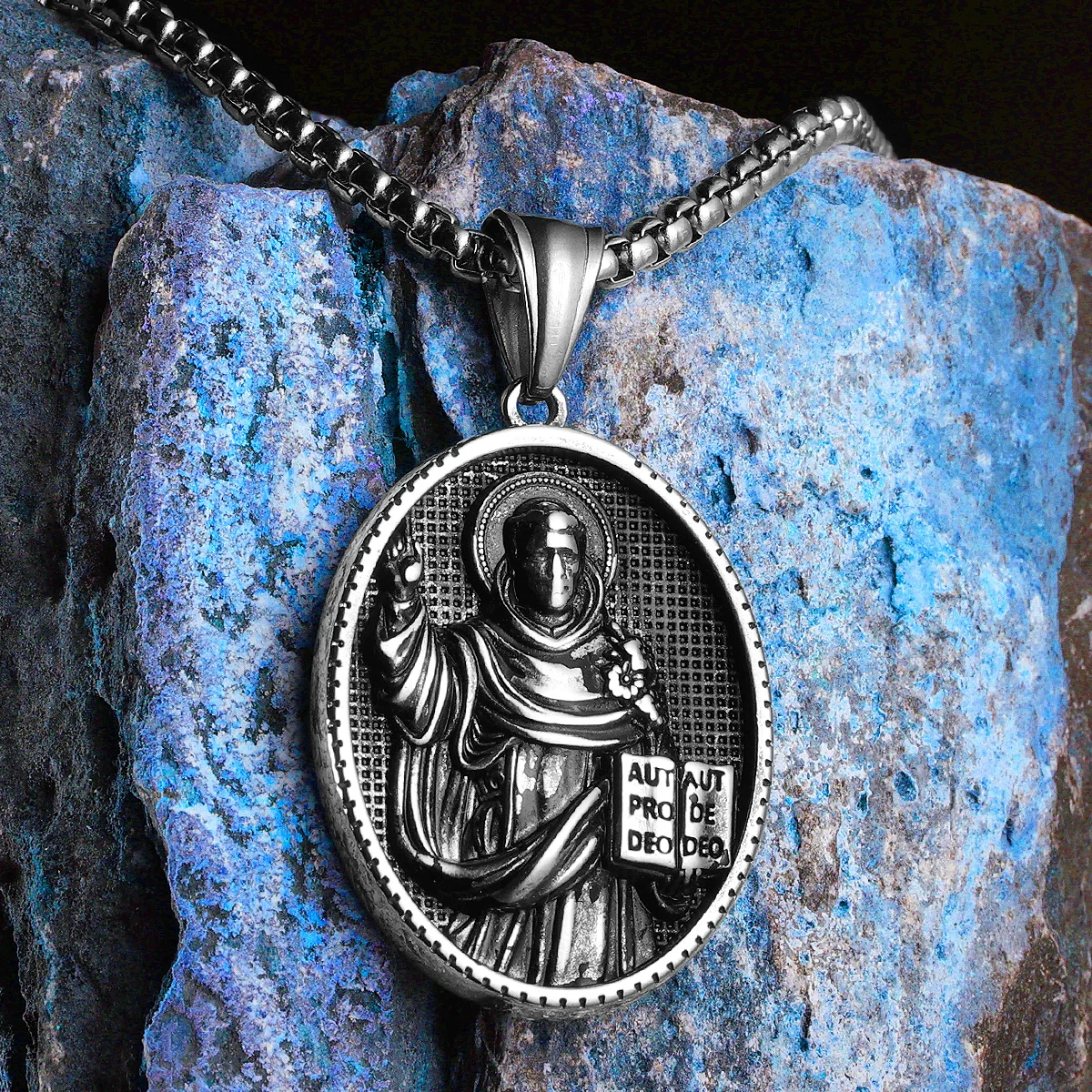 Catholic St.Francis Powerful Amulet Men Necklaces Stainless Steel Pendant Chain Women Jewelry Male Accessories Gifts Wholesale