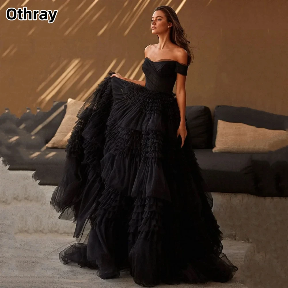 

Othray Luxury Layered Evening Dress Off Shoulder Party Dress Corset Back Tulle Prom Dress Puffy فساتين مناسبة رسمية