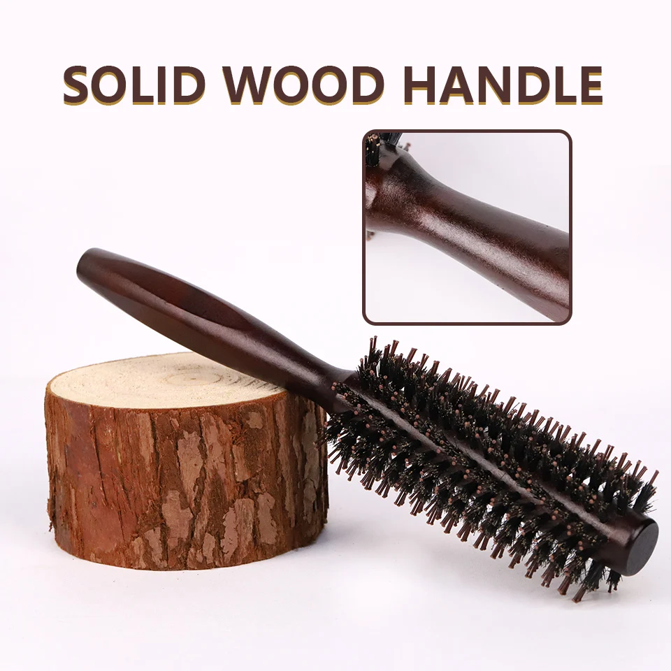 Boar Bristle Hair Brush Wood Hair brush Natural Wooden Wave Brush for Women Straighten Brush Hair Comb Handle Hairdressing Tools