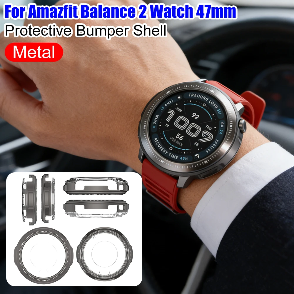 

Hard Protective Case For Amazfit Balance 2 Watch 47mm Shockproof Bumper Shell Metal Watches Hollow Case Smartwatch Accessories